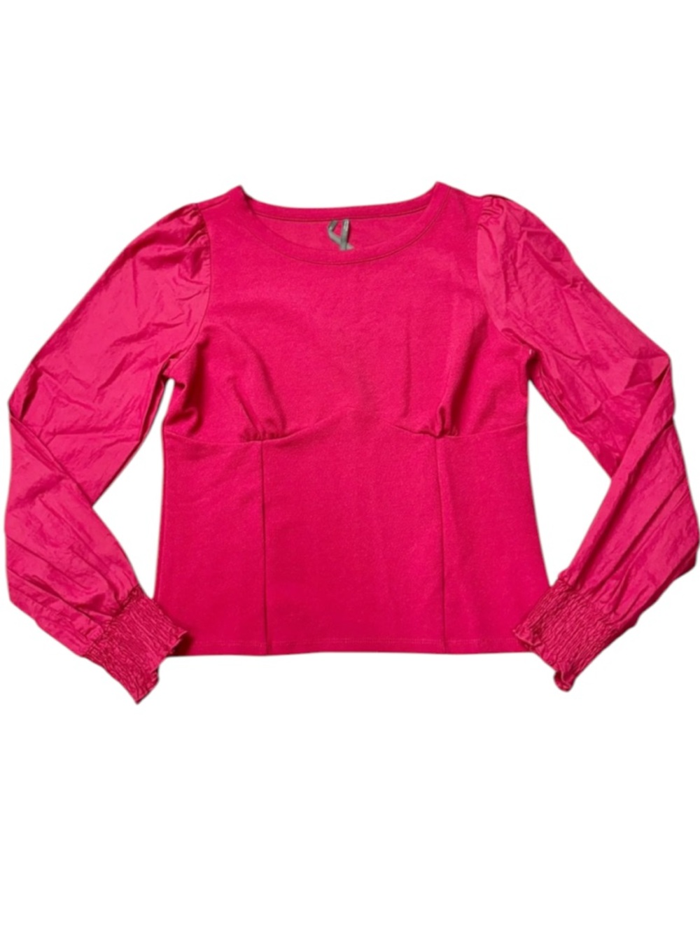by Anthropologie Pink Structured Long Pucker Wrist Sleeve Deep Pink Size M